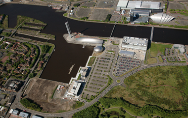 Aerial view of the Canting Basin and Digital Media Quarter